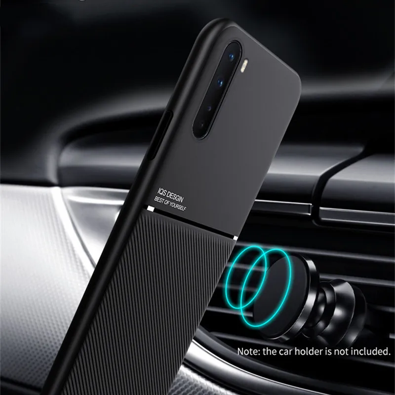 Чехол для Oneplus Nord ультратонкий кожаный магнитный автомобильный держатель