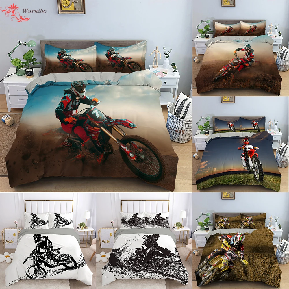

Motocross Racing 3D Printed Duvet Cover Set Motorcycle Bed Cover Twin Full Queen King Size Bedding Set Bedclothes For Boys Teens