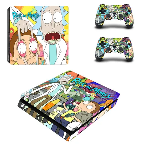 P4SQB0205 Rick and Morty полное покрытие лицевые панели PS4 тонкая кожа Виниловая наклейка, стикер для консоли Playstation 4 и контроллеров PS4 Slim Skin - Цвет: P4SQB0205
