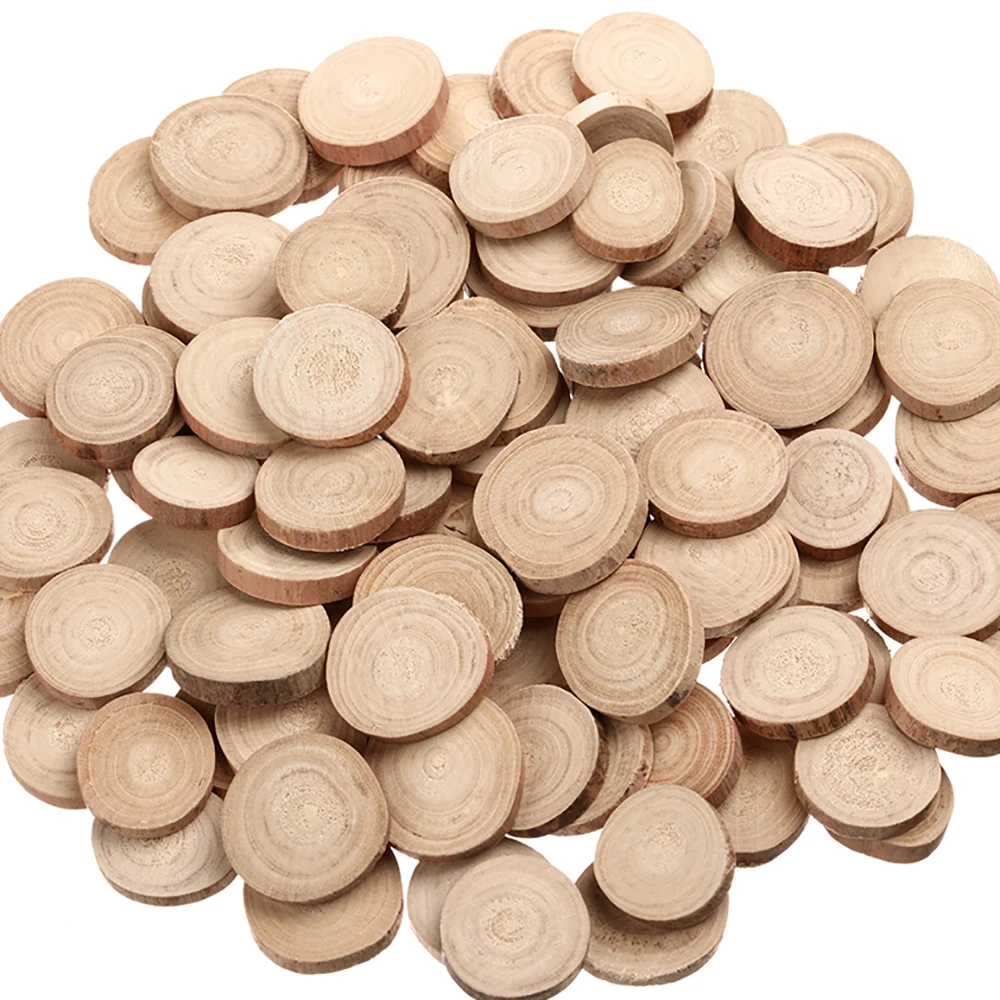 

50Pcs/Pack 3-4cm Diameter 0.5cm Thick Peeled Solid Wooden Slices Handmade DIY Crafts Materials Unfinished Wood Decor Supplies