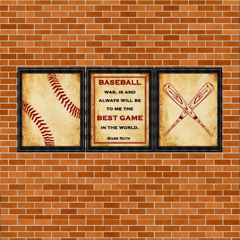 

Baseball Quote Nursery Wall Art Canvas Vintage Posters Print Babe Ruth Saying Painting Pictures Kids Room Wall Art Decor