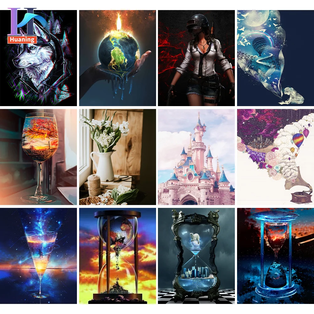 

Oil Painting By Numbers Hourglass On Canvas With Frame Handmade Drawing Paints For Adults Picture Coloring By Number Decor Art