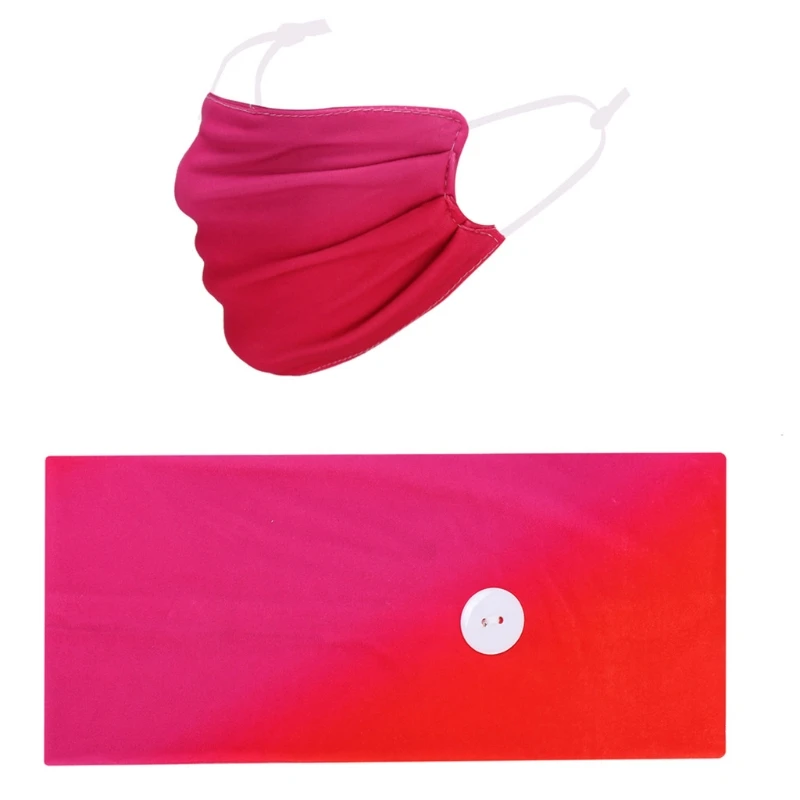 

Women 2 Piece Ombre Gradient Colorful Dustproof Mouth Mask with Protect Ears Buttons Fitness Yoga Sports Headband Set