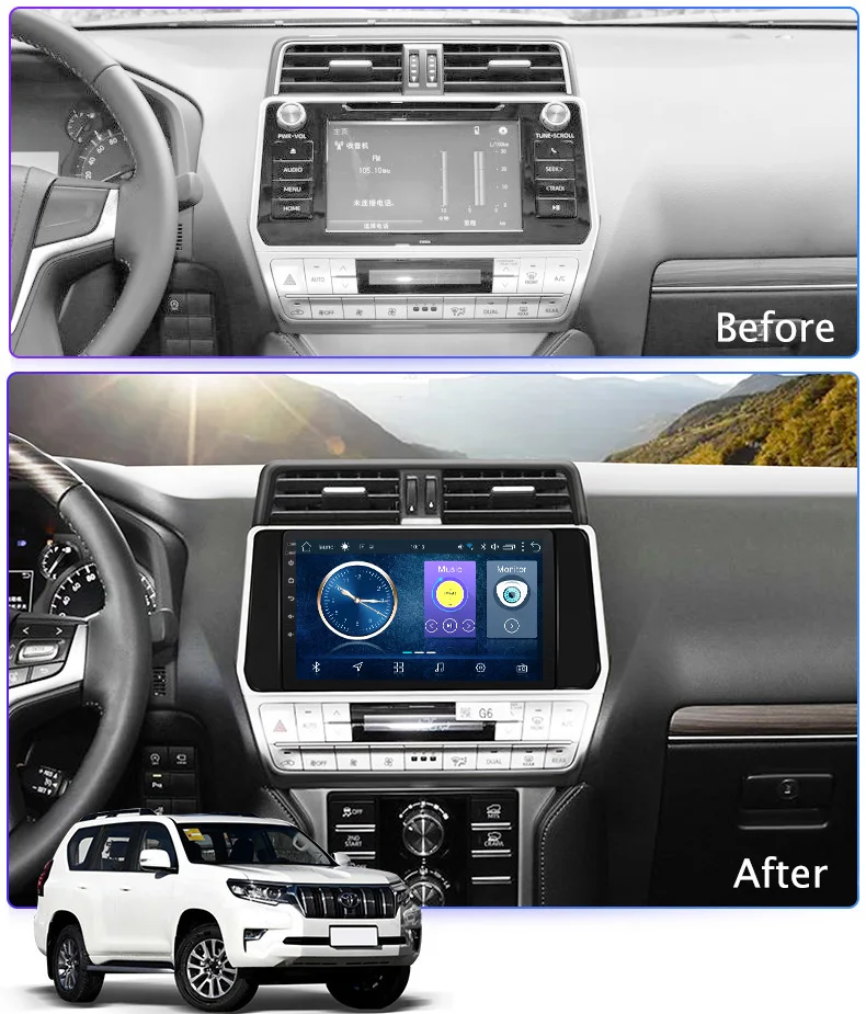 Wanqi 10 1 дюймовый полноэкранный автомобильный аудиосистема плеер Android 8 для Toyota Prado
