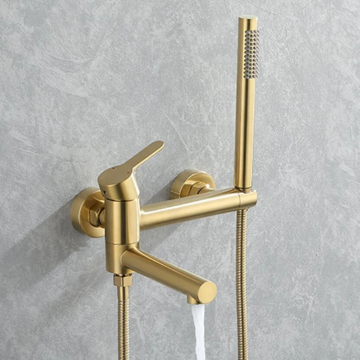 Brushed Gold Bathtub Faucet Wall Mounted Waterfall Bath Shower System Embedded In Wall Tub Water Tap Shower Mixer Faucet