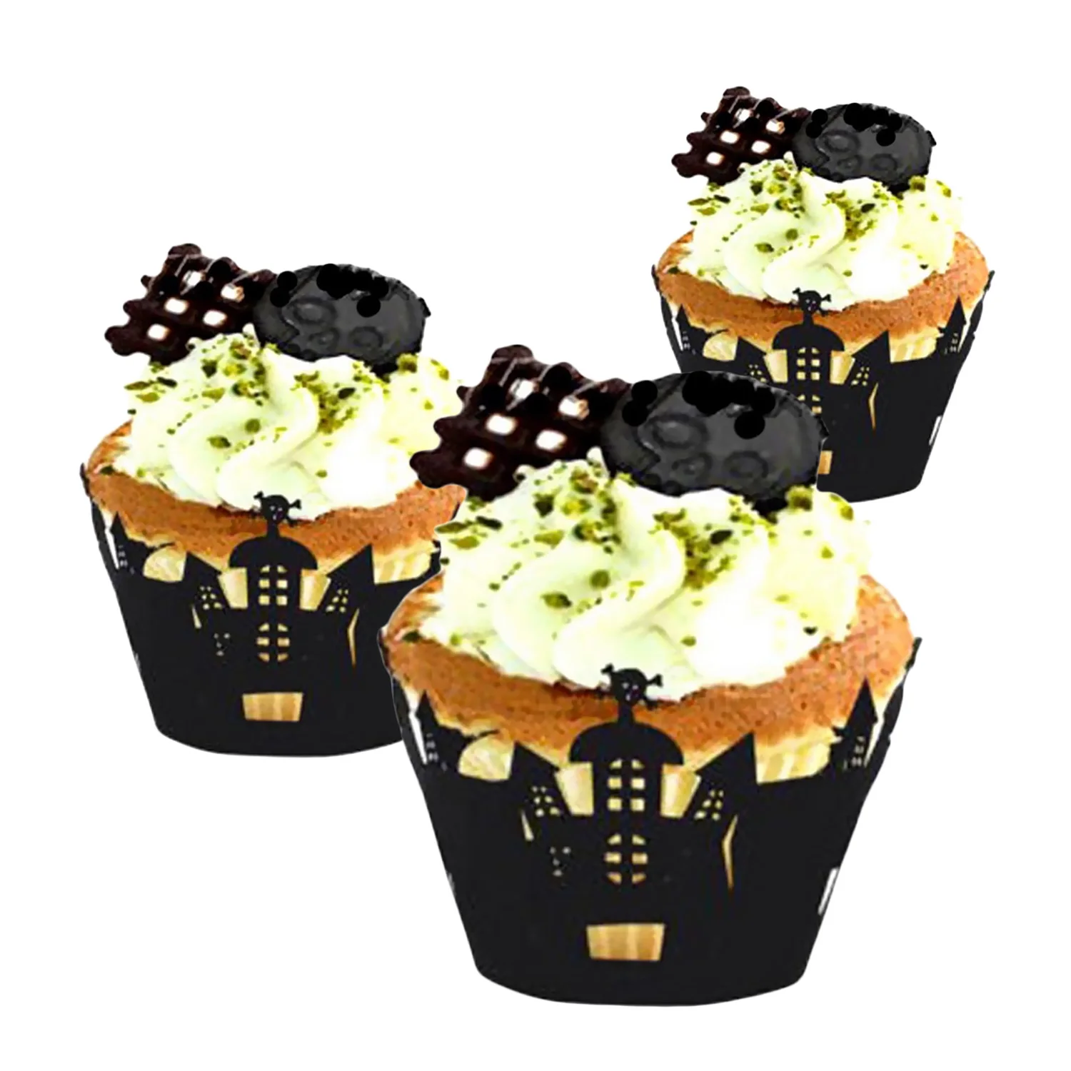 Behogar 50 шт. Хэллоуин выдалбливают обертка для кексов форма пирожных декоров