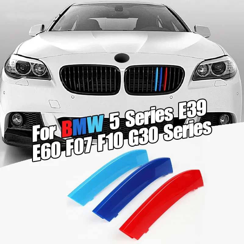 

3pcs Car-Styling 3D M Front Grille Trim Bumper Cover Strip Strips Stickers Cover for BMW 5 Series GT F10 2011-2013 Dropship