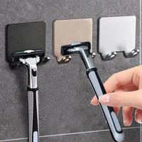 2Pcs Razor Stainless Steel Holder Wall Men Shaving Shaver Shelf Bathroom Razor Rack Wall Adhesive Storage Hook Kitchen Hanger
