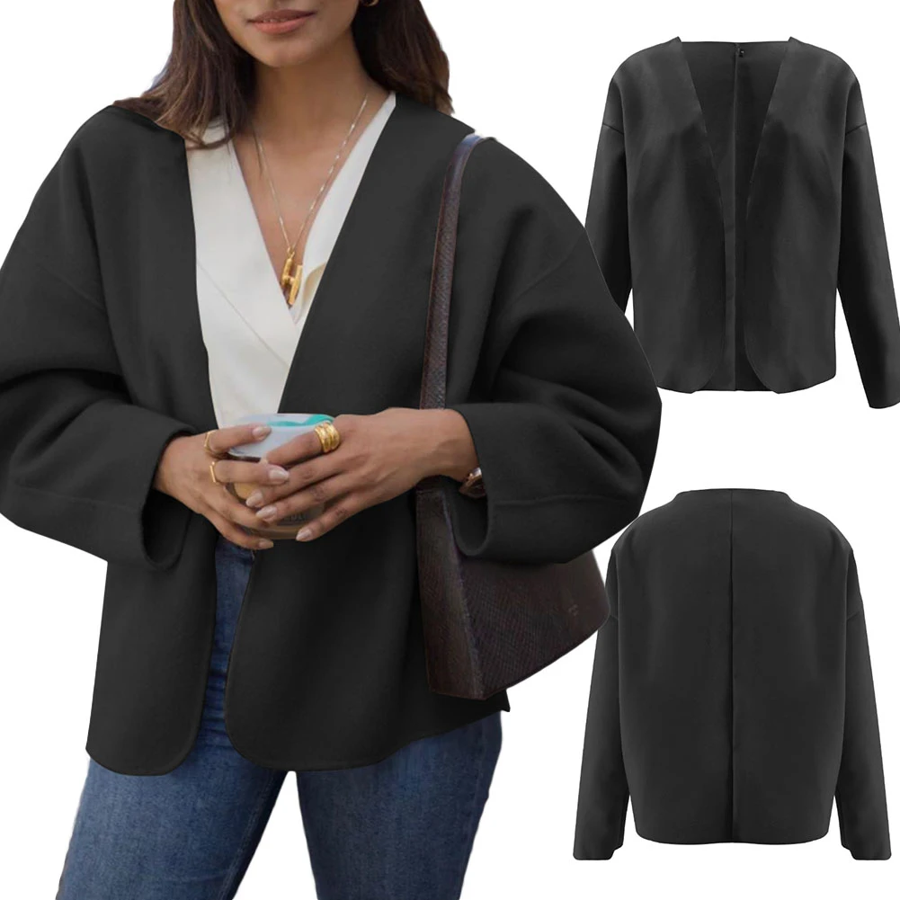 Модная женская осенняя однотонная куртка с длинным рукавом двусторонний