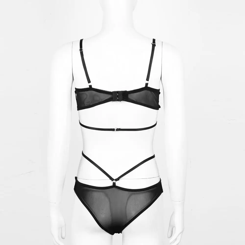 

Women Erotic Lingerie Set Sexy See Through Sheer Mesh Sexy Bra Set Wire-free Bra Top With High Waist Briefs Erotic Underwear Set