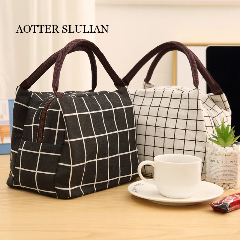 Изолированная сумка для ланча контейнер закусок Холщовая Сумка хранения большая