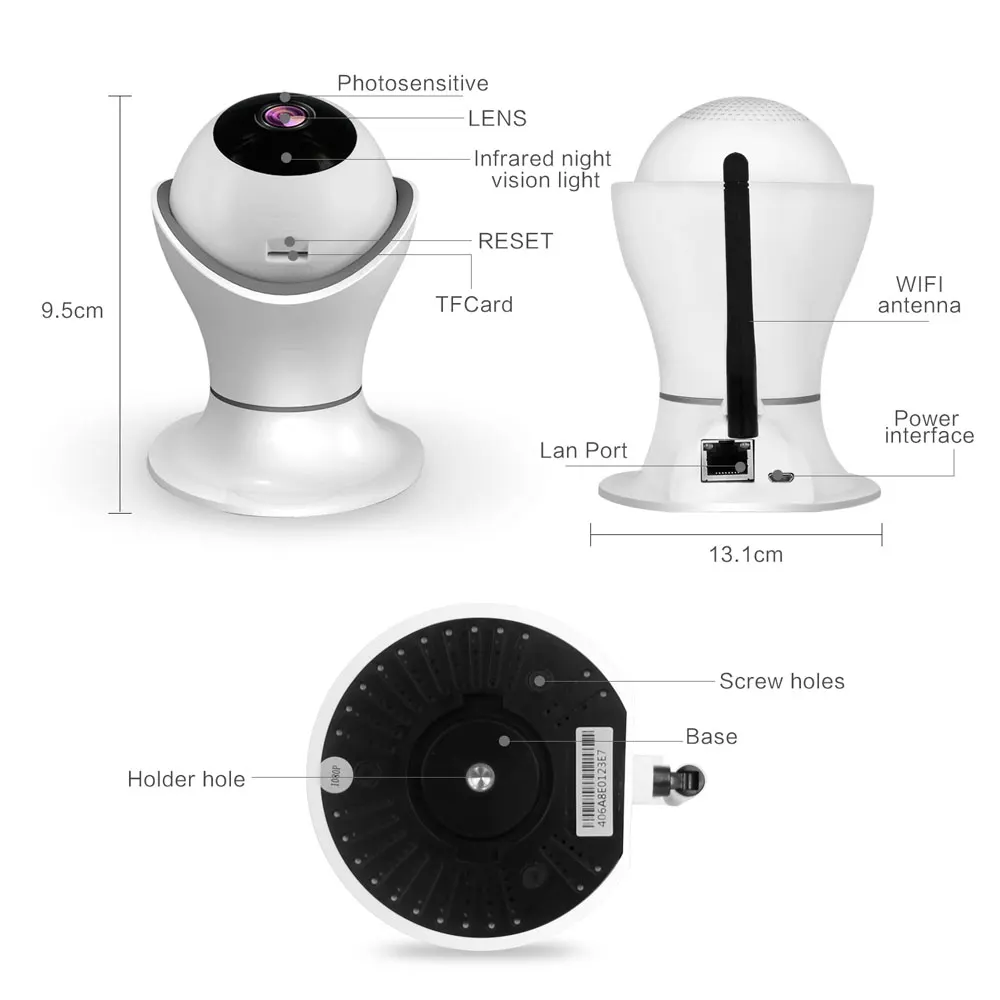 

HKIXDISTE 360 Degree Wifi IP Camera HD 1080P Home Security Wireless CCTV Surveillance Camera Indoor Night Vision Baby Monitor