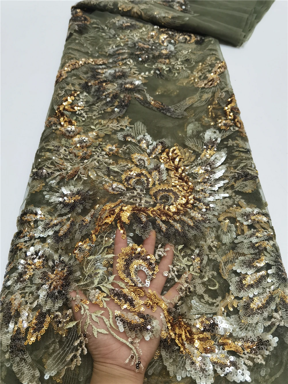 

5 Yards Multicolor Sequins Handcut African Net Lace Fabric French Nigerian Tulle Lace Fabric Ghana Dinner Party Dress Sewing FJF