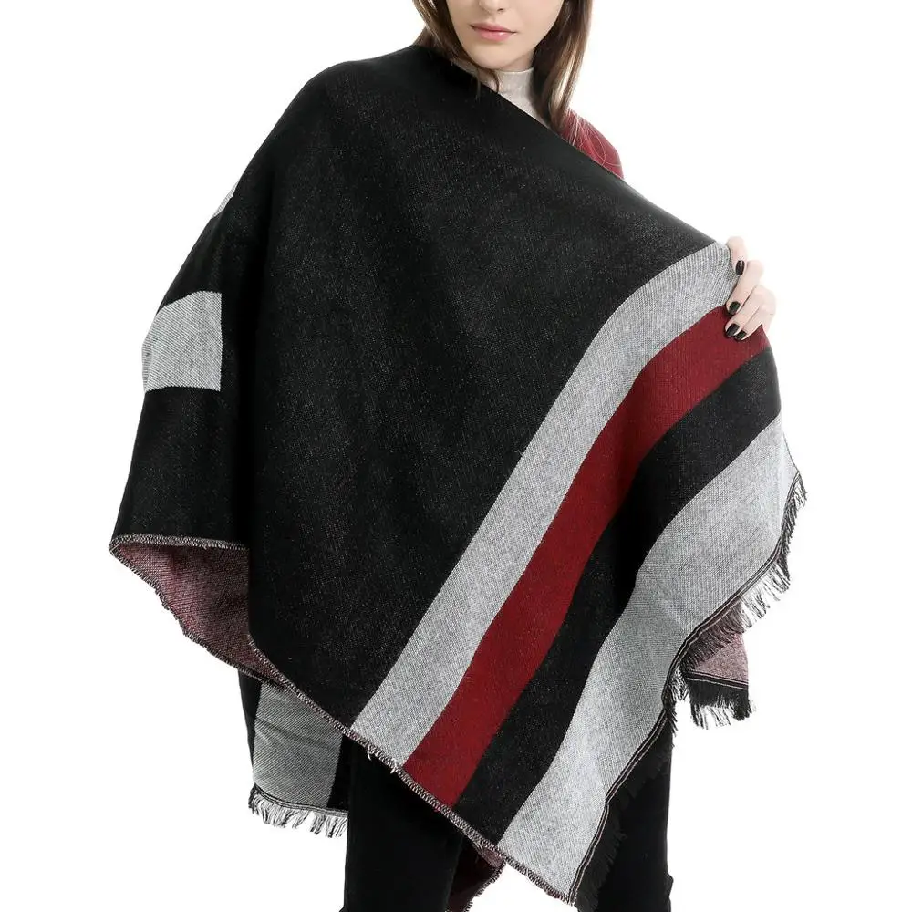 Зимняя накидка для женщин мягкий кашемировый кардиган с принтом шаль пальто