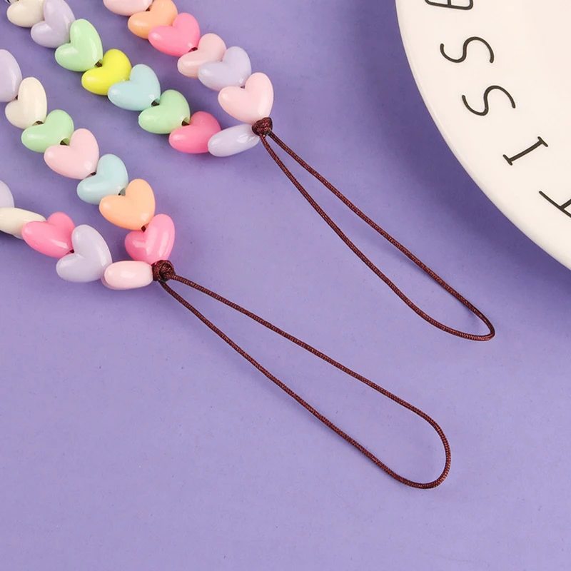 wheat ears bracelets phone charm acrylic love letters beaded wrist strap keychain on the phone lanyard rope accessories free global shipping