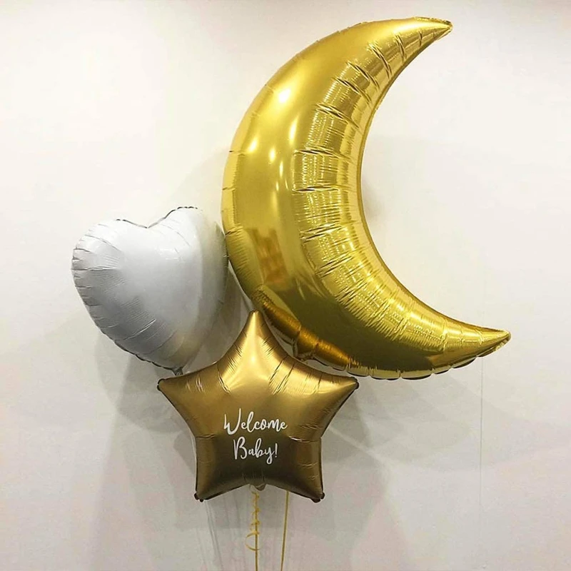 

Moon Shape Foil Balloons Large Gold 36Inch Moon Mylar Helium Foil Balloons for Birthday Wedding Baby Shower Party Decorations
