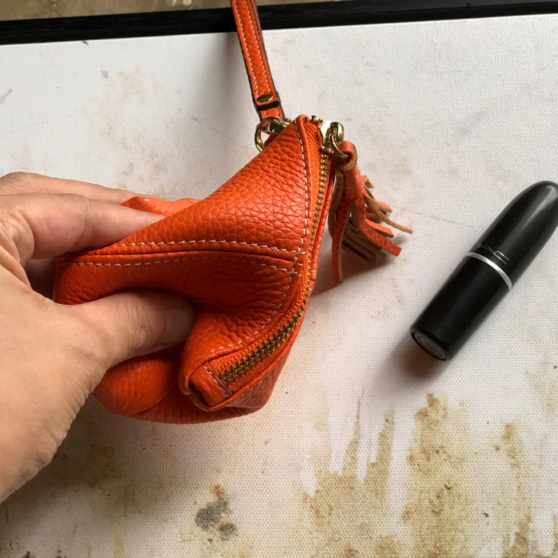 Мини кошелек с милым карманом дамская сумочка кожаный короткий на молнии для