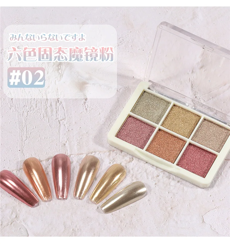 

6colors/box Nail Glitter Mirror Aurora Neon Powders Dust Chameleon Nail Art Chrome Pigment Dipping Powder Decoration