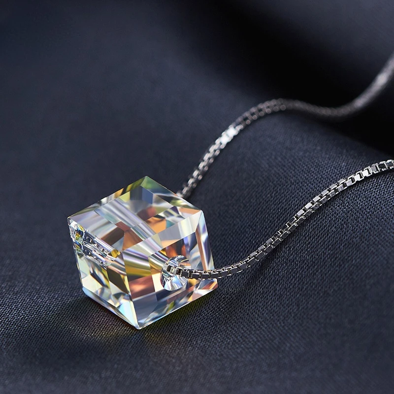 

JIUHAO 925 Silver Handmade Crystal charms Pendant Necklace Rhinestone Fine Jewelry NEW Design Pendant with Necklace for Women