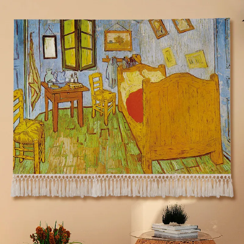 

Bohemian Tapestry Decor Art Psychedelic Painting Landscape Tassel Tapestries Nordic Flower Wall Decor Bedroom Tapestry DA60GT