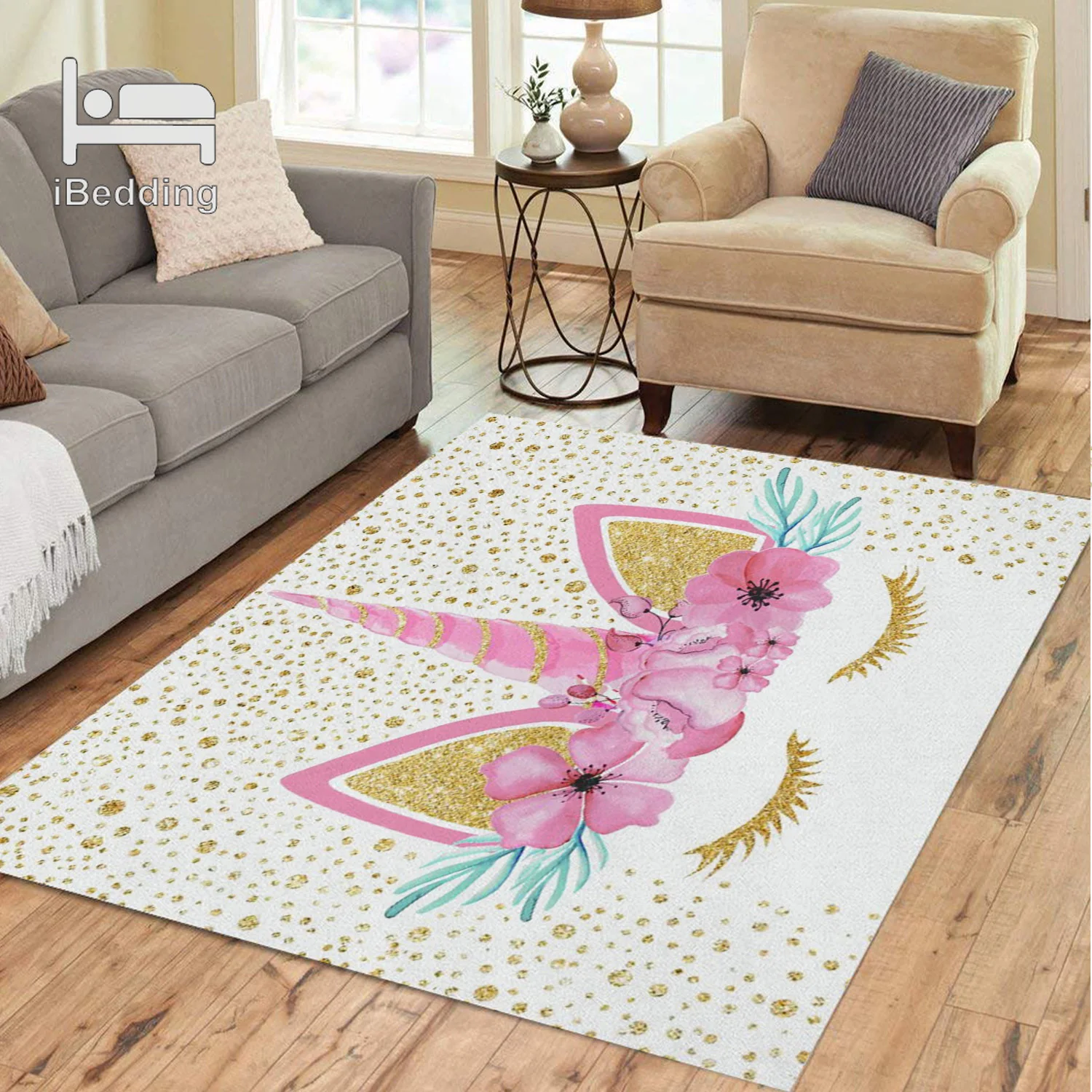 Ковер с 3D-принтом единорога Детские Большие ковровые покрытия для гостиной