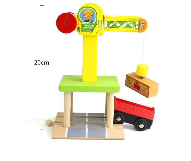 Большой трек для крана один комплект тянущийся кран деревянный поезд сборная