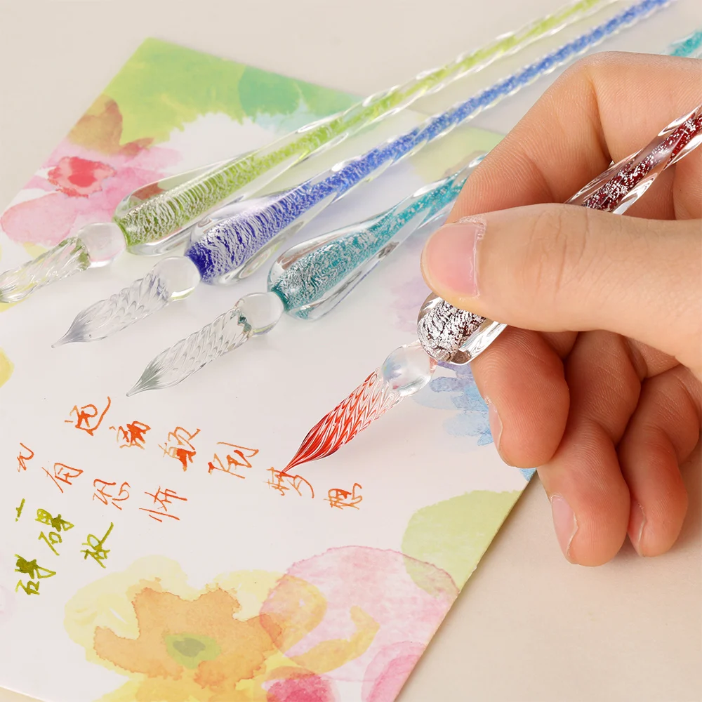 

1Pcs Safe Package Vintage Glass Dip Dipping Pen Holder Signature Filling Ink Fountain Pens Handmade Glass Dip Fountain Pen
