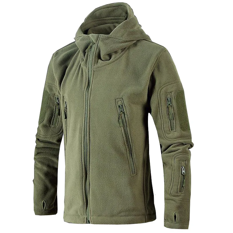 

Military Tactical Outdoor Soft Shell Fleece Jacket Men Army Sportswear Thermal Hunt Hiking Hoodie Warm Cardigan caught thickened