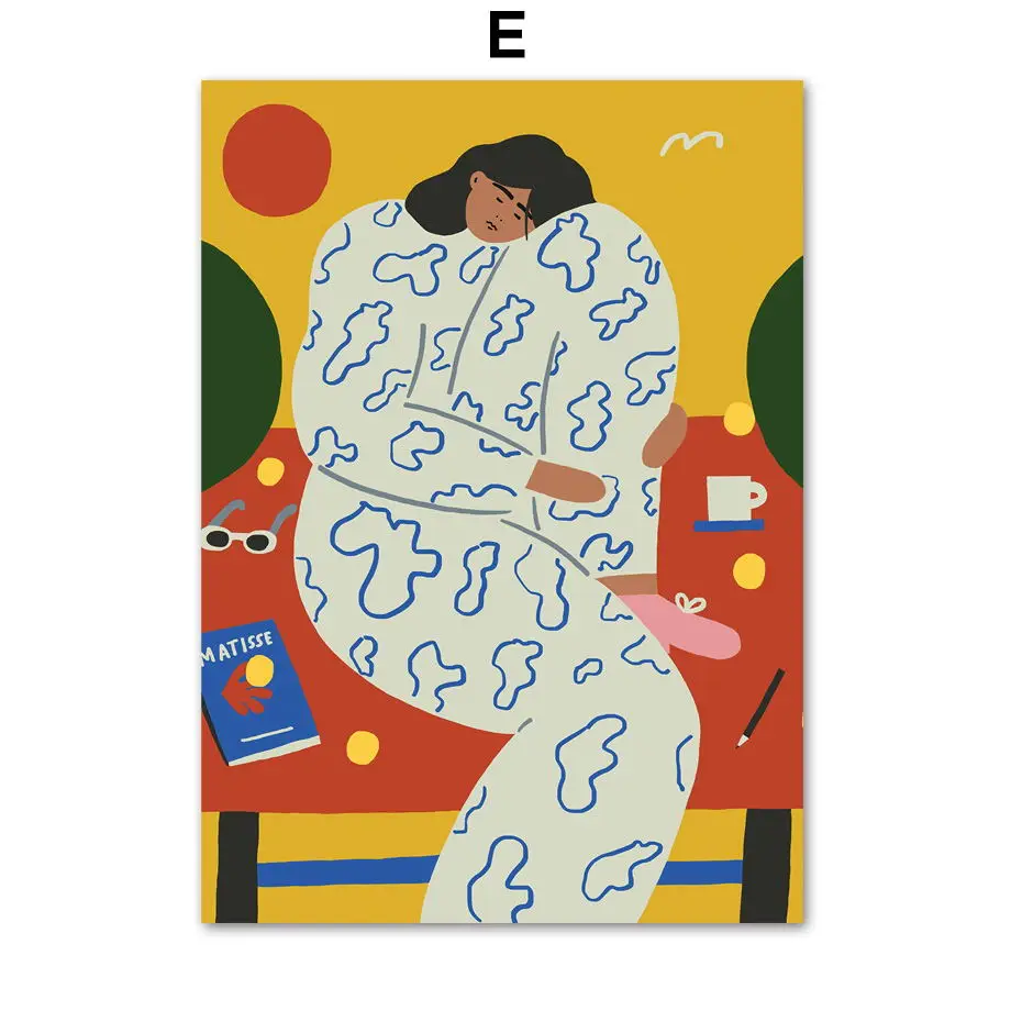 E Абстрактная фигура Matisse настенная живопись на холсте скандинавский Холст Плакаты и принты винтажные настенные картины для декора гостиной - Цвет: E