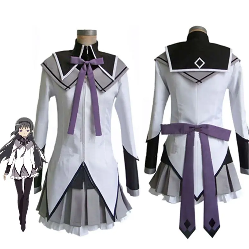 Костюм для косплея Puella Magi Madoka Magica Akemi Homura Короткое бальное платье с бантиками