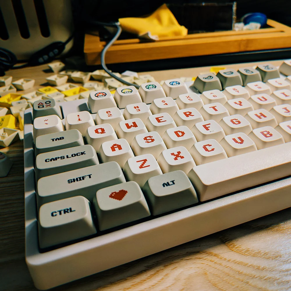 Механическая игровая клавиатура в стиле аркадных игр цвет белый/серый с