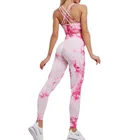 Женский спортивный костюм для занятий йогой, спортивная одежда, Бесшовные дышащие леггинсы, бюстгальтер пуш-ап на бретельках, спортивная одежда, тренировочные костюмы