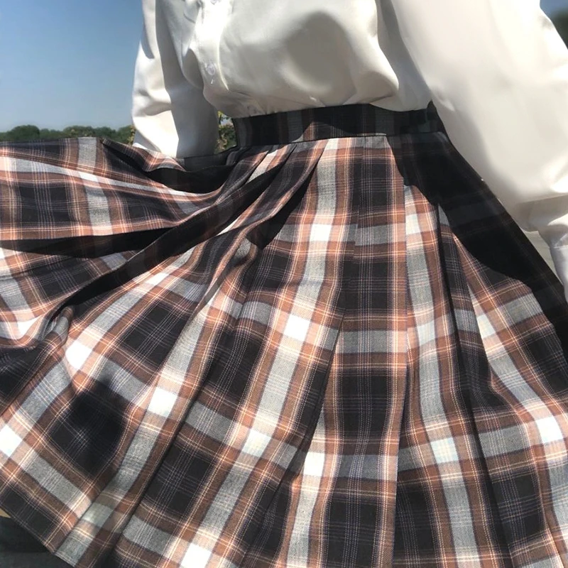 A0062JK плиссированная юбка цвет темный кофе шоколад японская школьная форма Милая