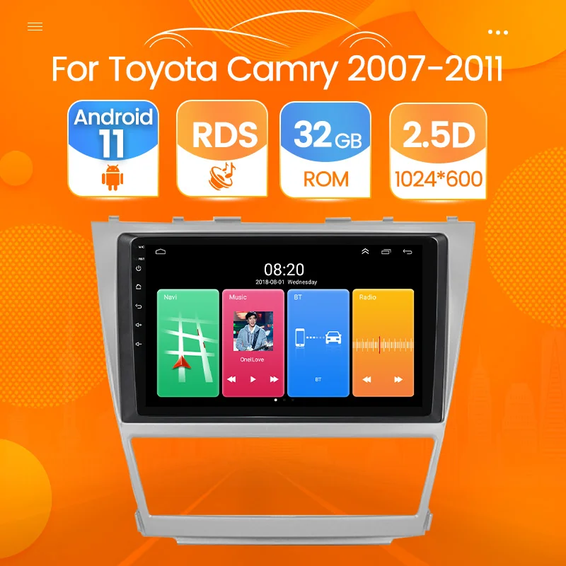 

1024*600 Android 11 for Toyota Camry 40 2007-2011 car dvd player with GPS WIFI BT Radio Stereo Navigation Microphone Car Stereo
