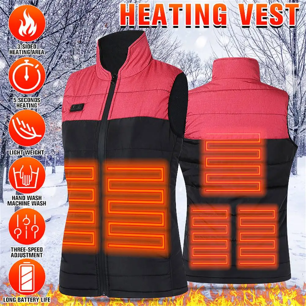 

Heated Vest Women Usb Heated Jacket Heating Thermal Clothing Hunting Winter Heat Jacket Adjustable Washable Closure Zipper