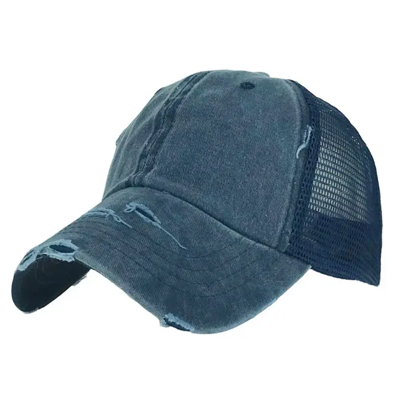 Винтажная потертая бейсболка для мужчин и женщин сетчатая однотонная с