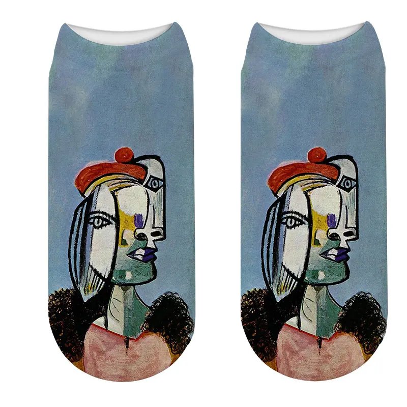 

New Hot Picasso Oil Painting Socks Fashion Hipster Van Gogh Art Socks Women Funny Abstract self portrait Socks Novel Socks