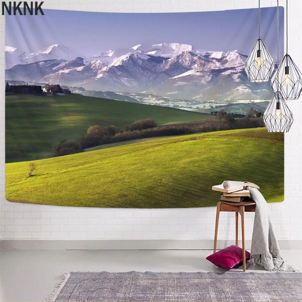 Фото Бренд NKNK, Красивые горы, домашние гобелены, деревья, Настенный декор, гобелены, настенные гобелены, украшение в стиле бохо, высокое качество №2