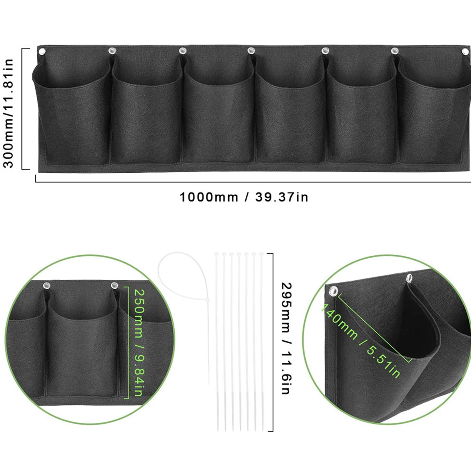 

6 Pockets Green Grow Bags Vertical Cross Wall Hanging Planting Bags Plant Grow Planter Vertical Garden Living Bag Garden Supplie