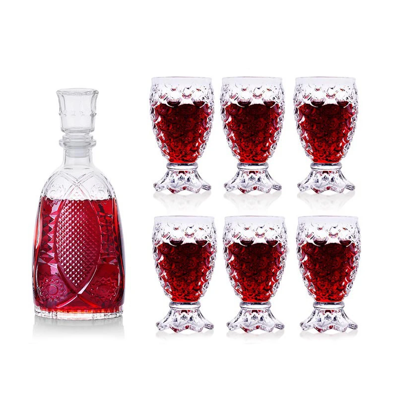

Hellodream luxury lead-free fish shaped design whiskey decanter set with 6 Pcs whiskey glass for Alcohol Bourbon Scotch