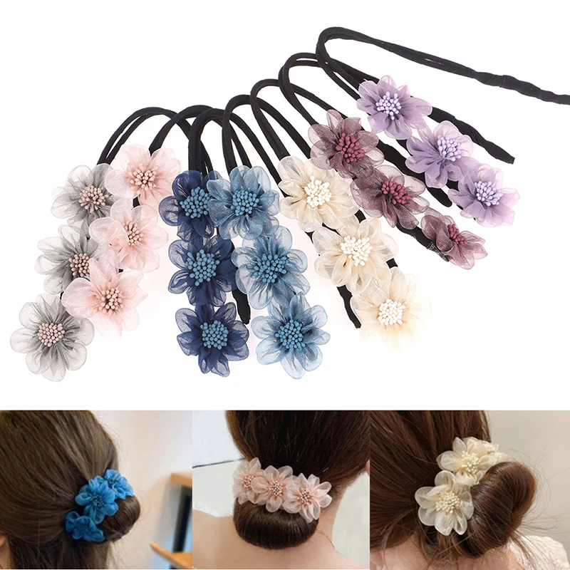 

Vintage Flower Hairpin Tray Hair Ball Head Fluffy Bud Artifact Anti-Slip Hair Scrunchies For Women