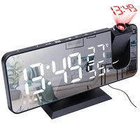 mrosaa led digital alarm clock watch table electronic desktop clocks usb wake up fm radio time projector snooze function 2 alarm