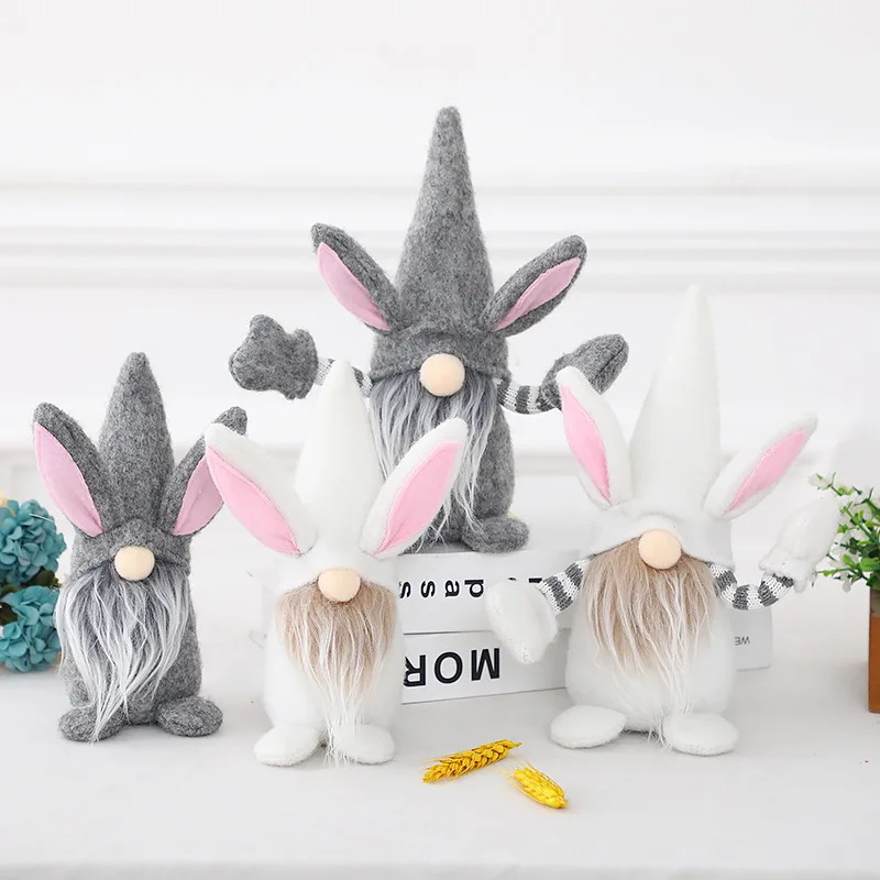 

18/22cm Easter Black White Faceless Dwarf Bunny Doll Happy Easter Decor For Home Ester Gifts Welcome Spring Party Rabbit Party