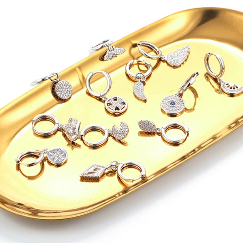 

Luokey Silver Color Zircon Dangle Earrings For Women Butterfly Eye Heart Wedding Charm Earrings Ladies Female Engagement Jewelry