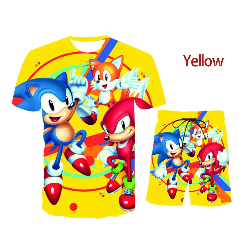 

2021 Summer Sports Suit 3D Animation Pattern Printing Sportswear Short-Sleeved T-Shirt + Sports Shorts Cosplay Two-Piece Suit