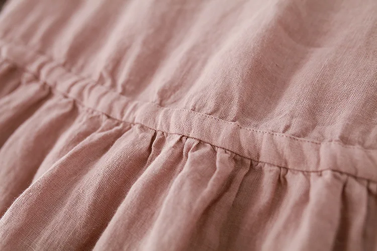 

2021 spring and summer new artistic short sleeve loose size women's Cotton hemp dress