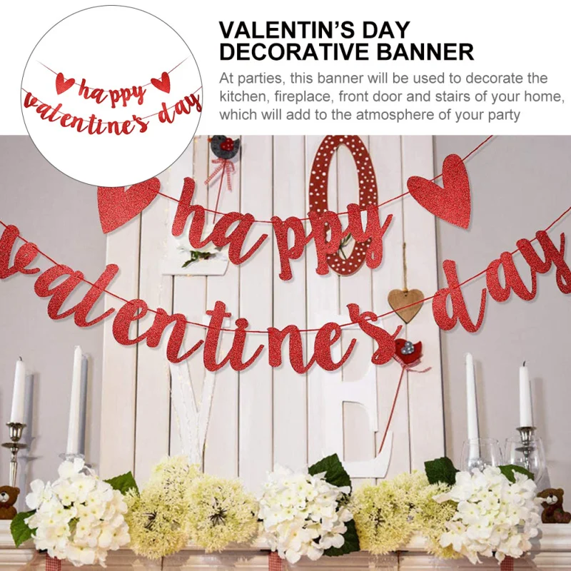 

Блестящий бумажный баннер с блестками для свидания на День святого Валентина