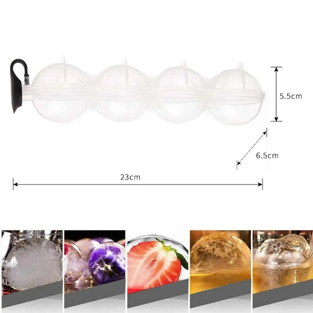 

4 Cavity 5.5cm Big Size Ball Ice Molds Sphere Round Party Ice Cocktail Makers Whiskey Kitchen Moulds Ice DIY Bar Ball Cube E9H3
