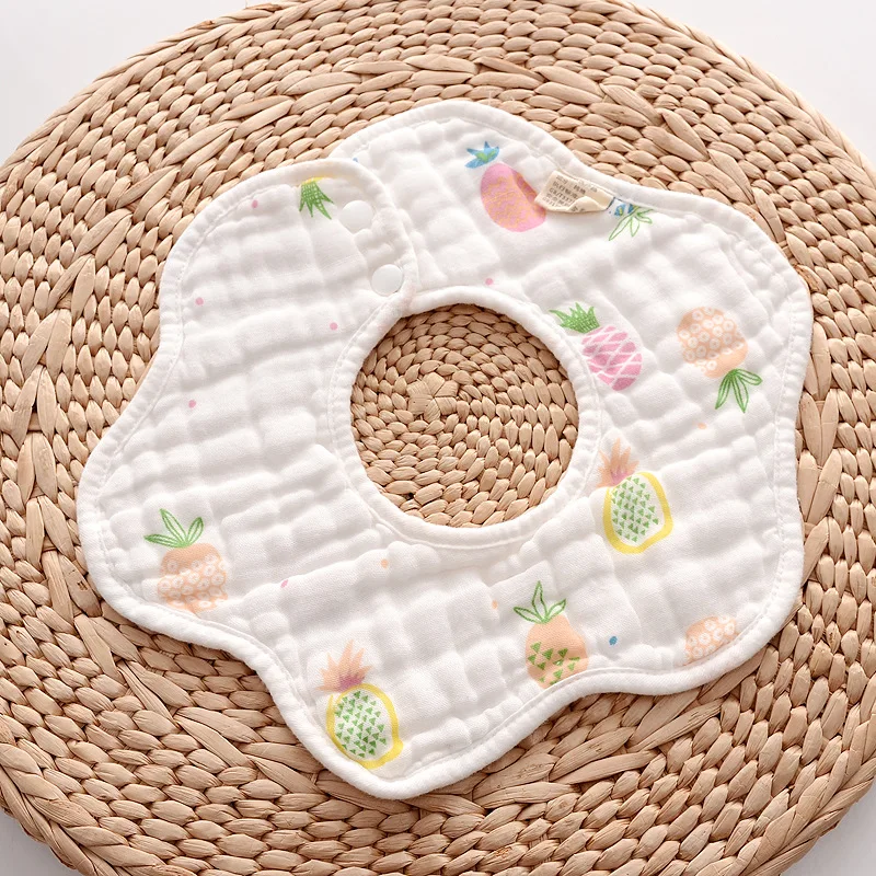 

Baby Bibs 360 Degree Rotating Cotton Bibs Cartoon Print Saliva Towel 8 Layers Gauze Muslin Cotton Bandana Bibs