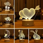 Акриловый 3D ночсветильник Love Bear, светодиодный арт-знак, декор для спальни, Радужный подвесной ночник, домашний праздничный декор, Рождественский подарок